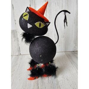 Pier 1 glitter cat bat Halloween vintage rare decor fabulous glitter